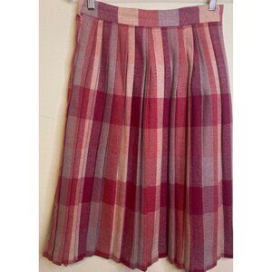 Vintage Haberdasher Pink Pleated Wool Blend Skirt Cottagecore Granny Size 9 USA